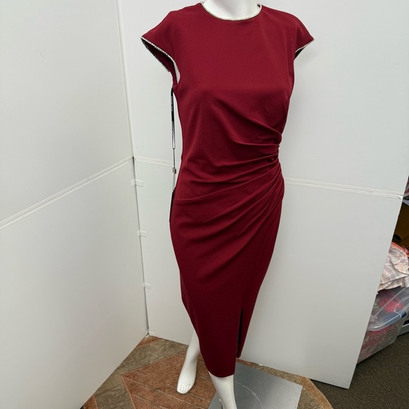 ribbed knit bodycon dress Green Bodycon Dress Rib Knit Collared Midi main image 1